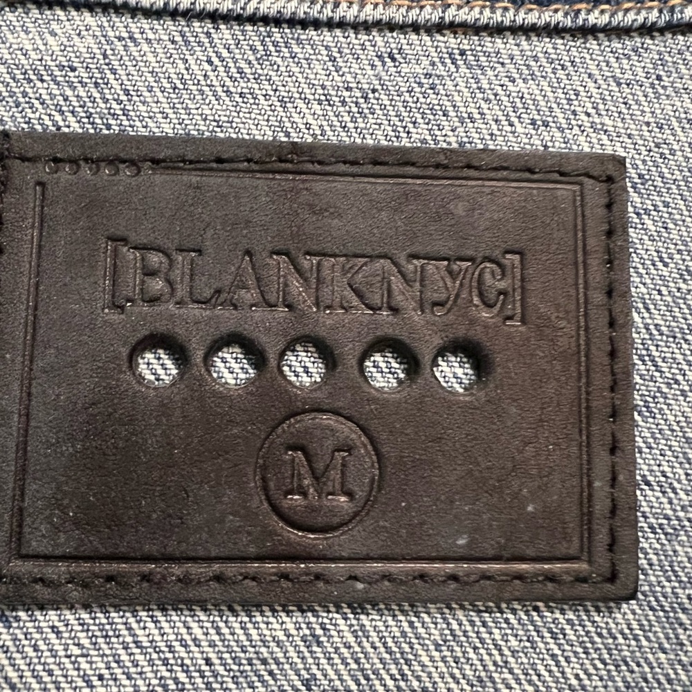 Blank NYC Light Blue Denim Jacket with Black Sleeves - Picture 3 of 4